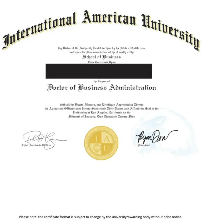 Online DBA program from International American University certificate